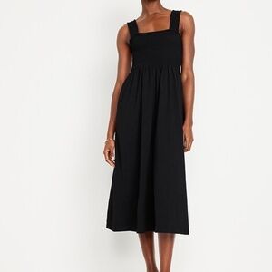 Old Navy Women’s Black Cotton Smocked Midi Dress - Size Large